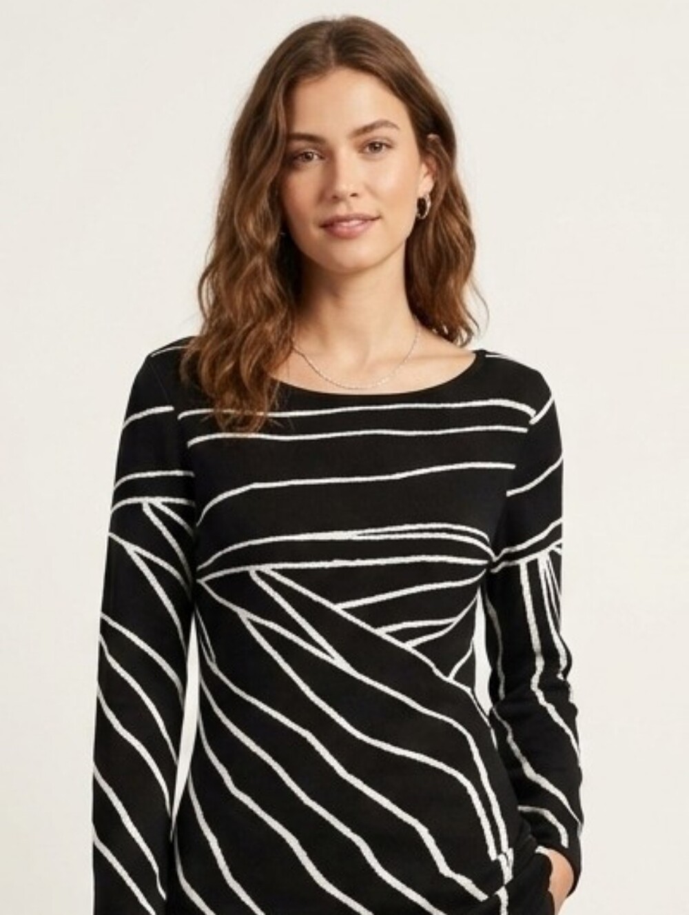 Vintage Y2K Venini Knit Top Abstract Black & White Bodycon